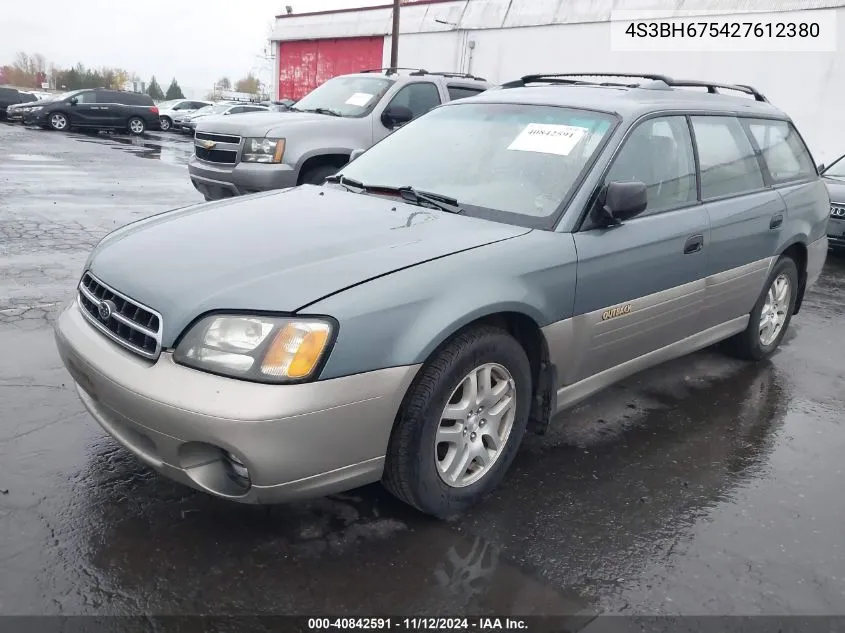 2002 Subaru Outback VIN: 4S3BH675427612380 Lot: 40842591