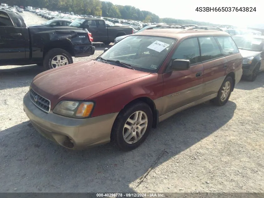 2003 Subaru Outback VIN: 4S3BH665037643824 Lot: 40296778