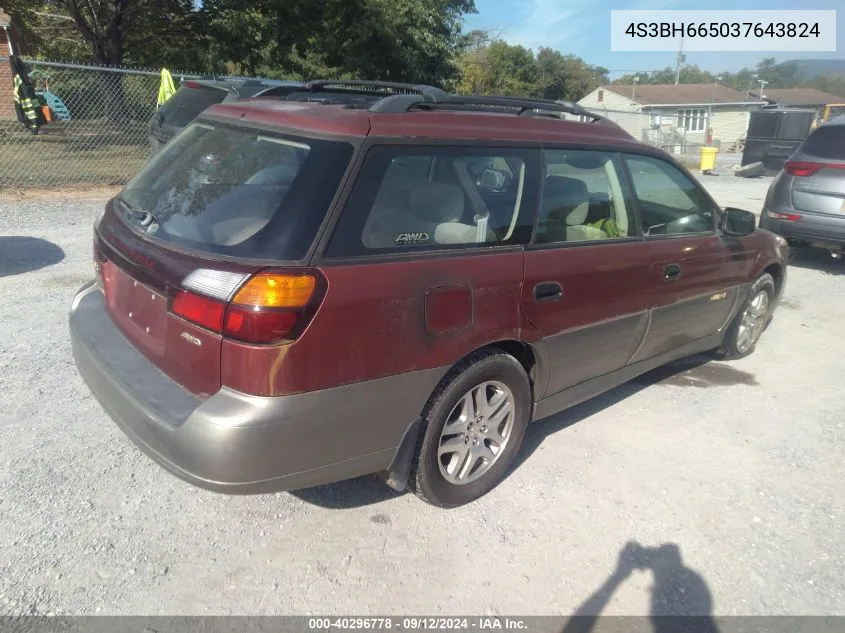 2003 Subaru Outback VIN: 4S3BH665037643824 Lot: 40296778