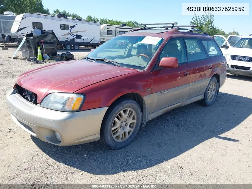 2003 Subaru Outback H6-3.0 L.l. Bean Edition VIN: 4S3BH806337625959 Lot: 40331256