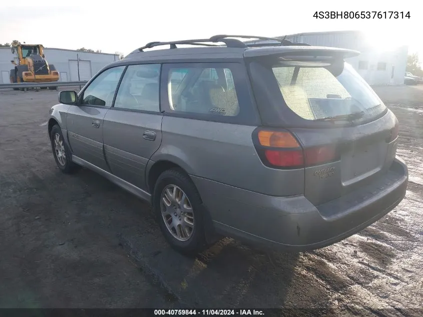 2003 Subaru Outback H6-3.0 L.l. Bean Edition VIN: 4S3BH806537617314 Lot: 40759844