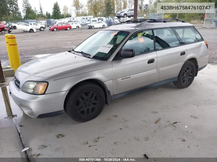 2004 Subaru Outback VIN: 4S3BH675847610747 Lot: 40701368