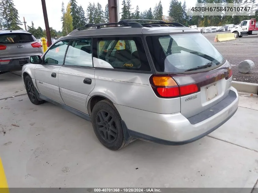 2004 Subaru Outback VIN: 4S3BH675847610747 Lot: 40701368