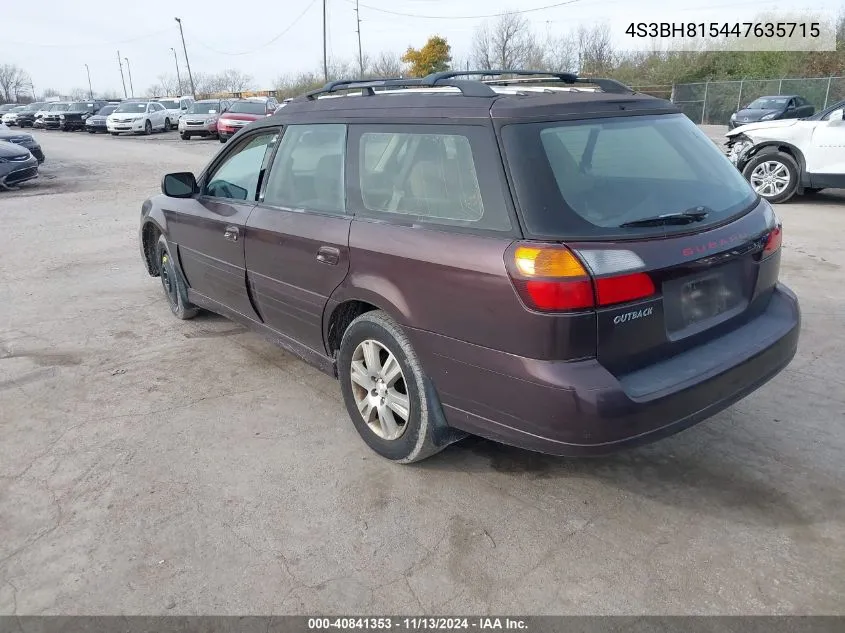 2004 Subaru Outback H6-3.0 W/35Th Anniversary Edition VIN: 4S3BH815447635715 Lot: 40841353