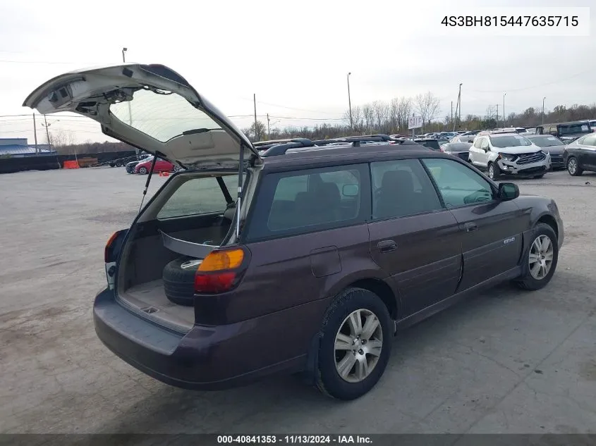 2004 Subaru Outback H6-3.0 W/35Th Anniversary Edition VIN: 4S3BH815447635715 Lot: 40841353