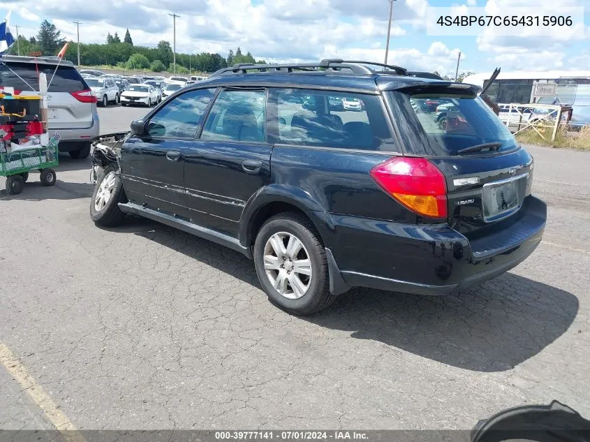 4S4BP67C654315906 2005 Subaru Outback 2.5Xt Limited