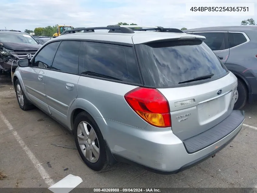 2005 Subaru Outback 3.0R Vdc Limited VIN: 4S4BP85C254365751 Lot: 40269988