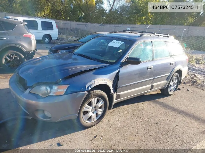 2005 Subaru Outback 2.5I VIN: 4S4BP61C757324511 Lot: 40436320