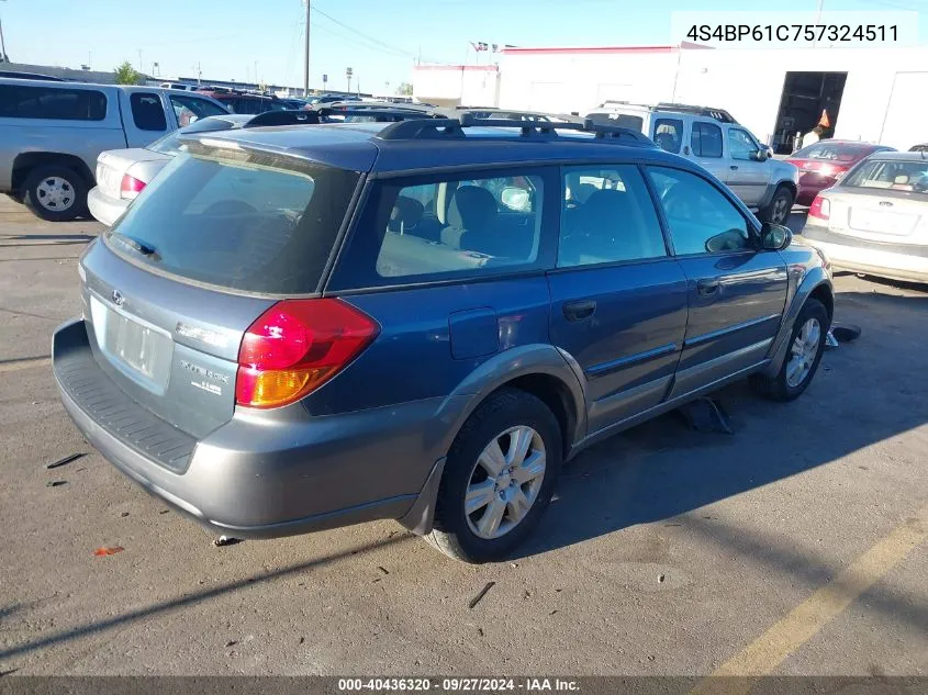 2005 Subaru Outback 2.5I VIN: 4S4BP61C757324511 Lot: 40436320