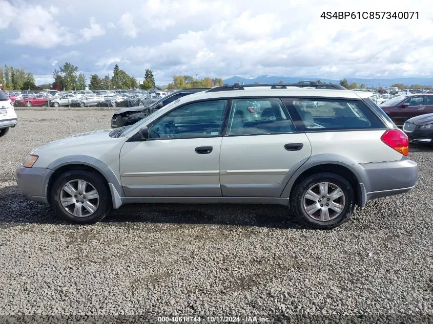 2005 Subaru Outback 2.5I VIN: 4S4BP61C857340071 Lot: 40618744