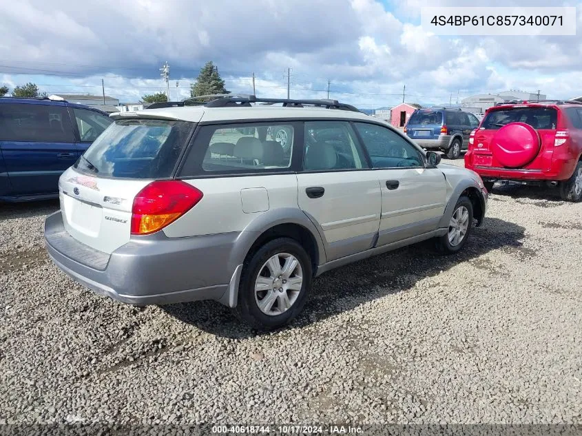 2005 Subaru Outback 2.5I VIN: 4S4BP61C857340071 Lot: 40618744