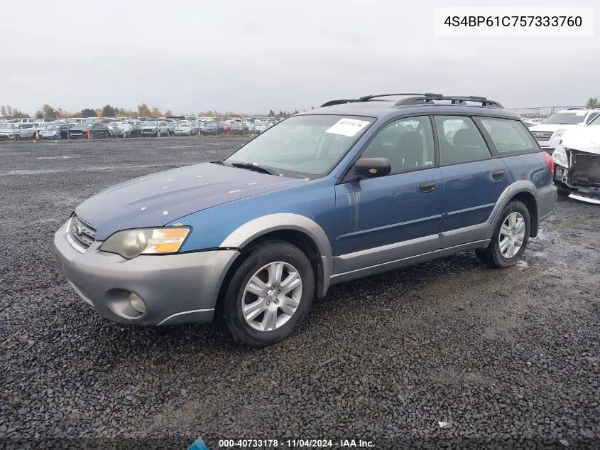 2005 Subaru Outback 2.5I VIN: 4S4BP61C757333760 Lot: 40733178