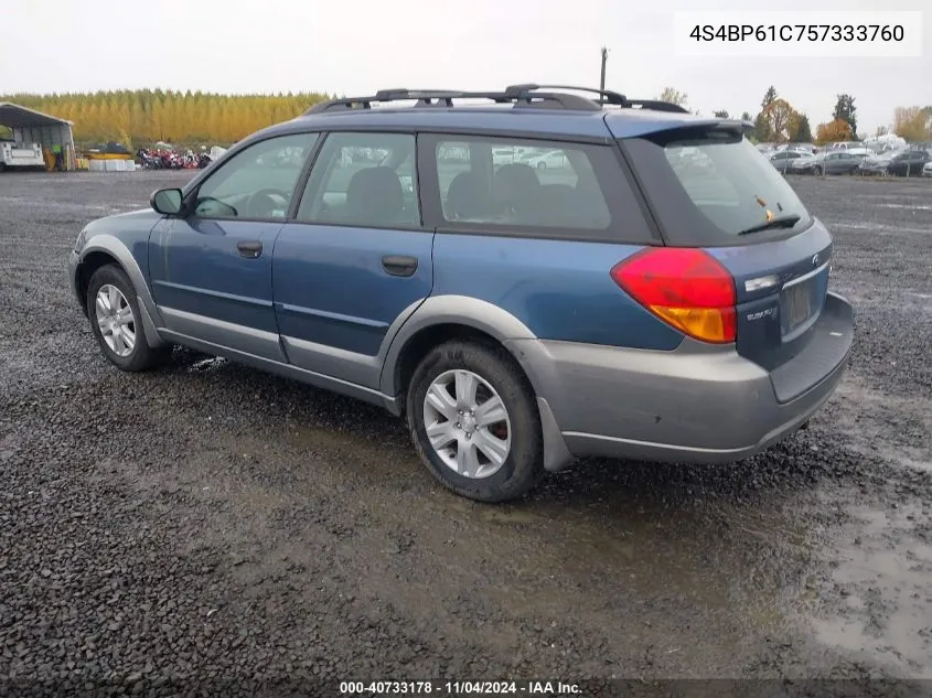 2005 Subaru Outback 2.5I VIN: 4S4BP61C757333760 Lot: 40733178