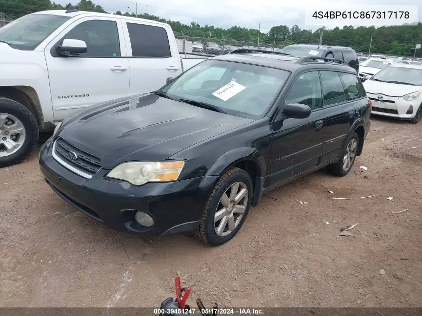 2006 Subaru Outback 2.5I VIN: 4S4BP61C867317178 Lot: 39451247