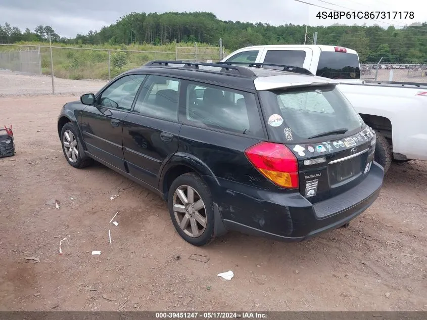 4S4BP61C867317178 2006 Subaru Outback 2.5I