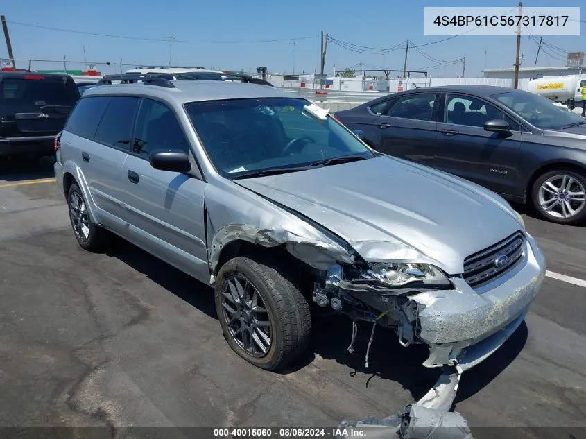 2006 Subaru Outback 2.5I VIN: 4S4BP61C567317817 Lot: 40015060