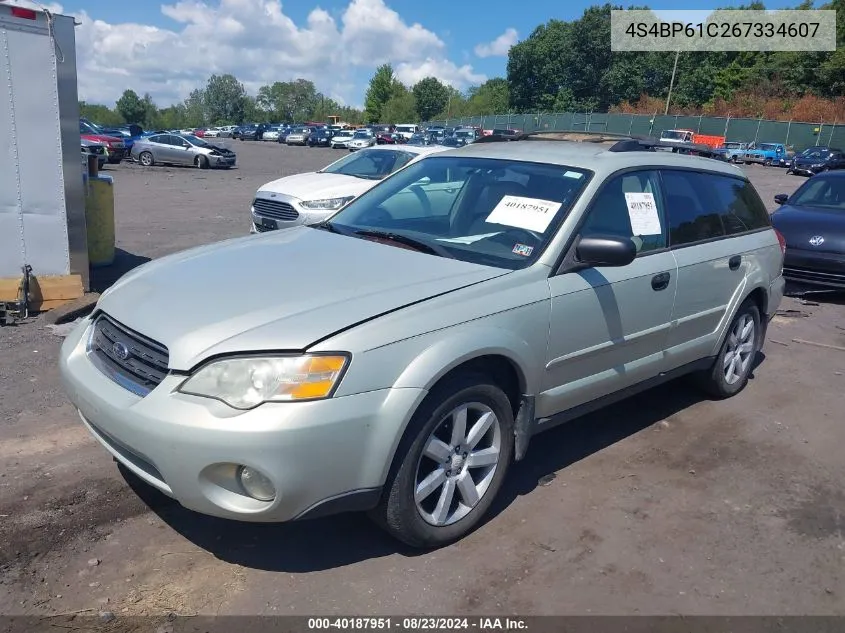 2006 Subaru Outback 2.5I VIN: 4S4BP61C267334607 Lot: 40187951