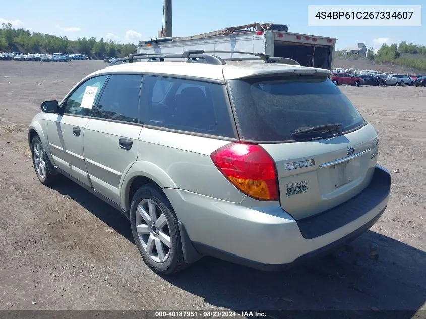 4S4BP61C267334607 2006 Subaru Outback 2.5I