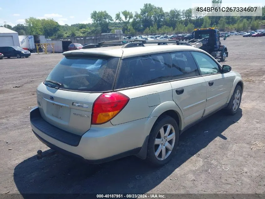 4S4BP61C267334607 2006 Subaru Outback 2.5I