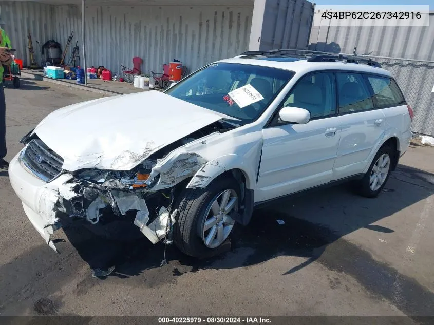 4S4BP62C267342916 2006 Subaru Outback 2.5I Limited