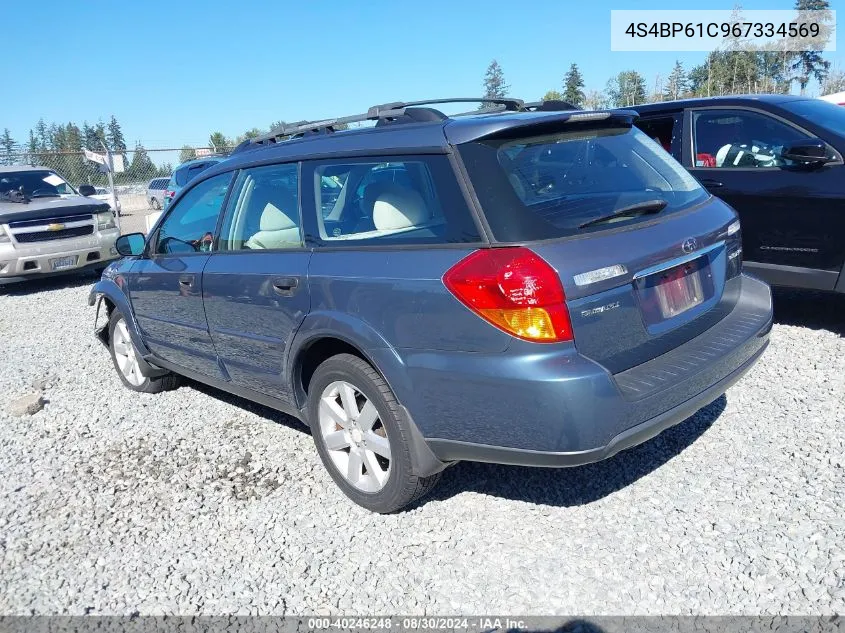 2006 Subaru Outback 2.5I VIN: 4S4BP61C967334569 Lot: 40246248