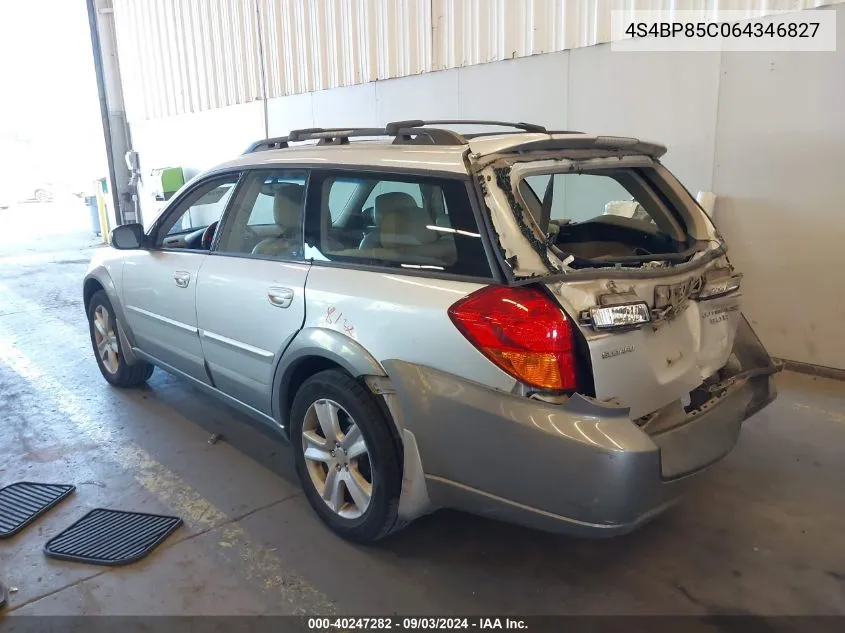 2006 Subaru Outback 3.0R Vdc Limited VIN: 4S4BP85C064346827 Lot: 40247282