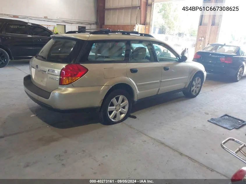 2006 Subaru Outback 2.5I VIN: 4S4BP61C667308625 Lot: 40273161