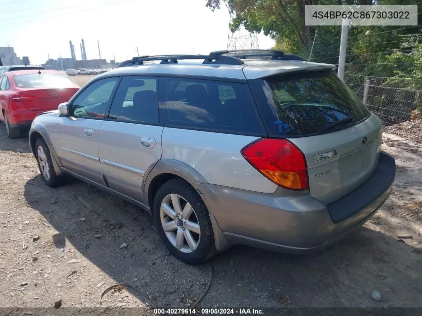 4S4BP62C867303022 2006 Subaru Outback 2.5I Limited