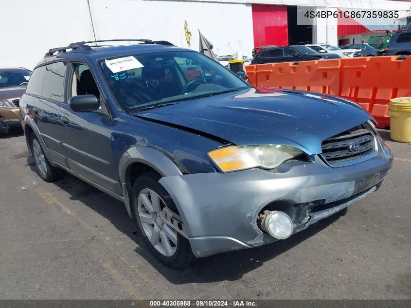 2006 Subaru Outback 2.5I VIN: 4S4BP61C867359835 Lot: 40305988