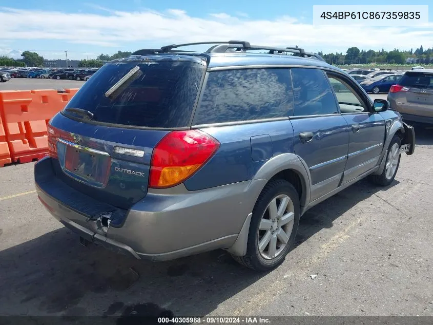 2006 Subaru Outback 2.5I VIN: 4S4BP61C867359835 Lot: 40305988