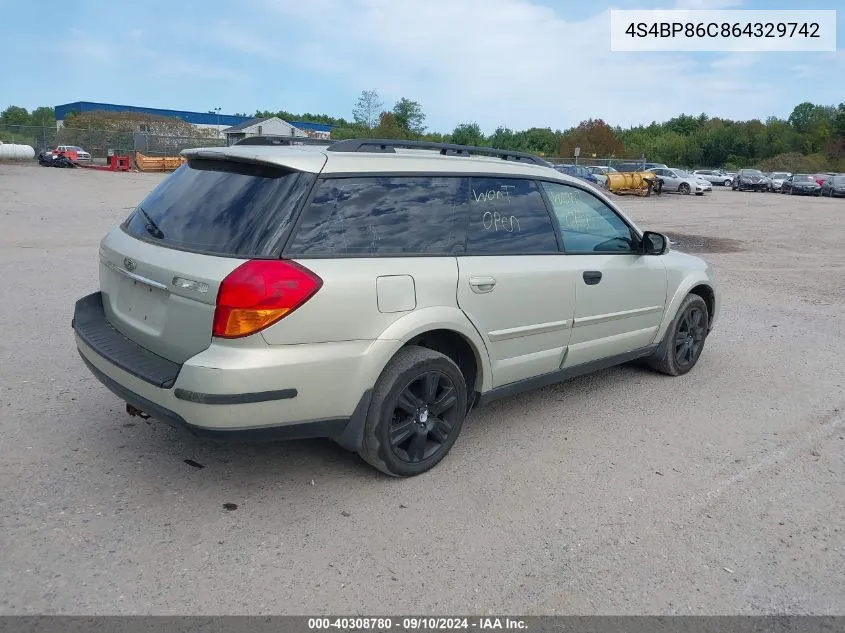 2006 Subaru Outback 3.0R L.l. Bean Edition VIN: 4S4BP86C864329742 Lot: 40308780