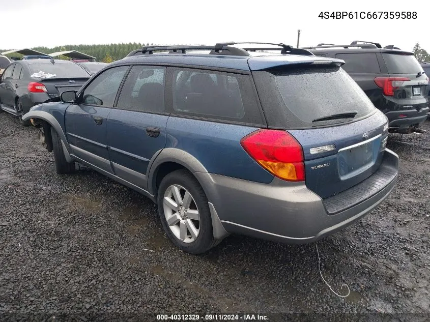 4S4BP61C667359588 2006 Subaru Outback 2.5I