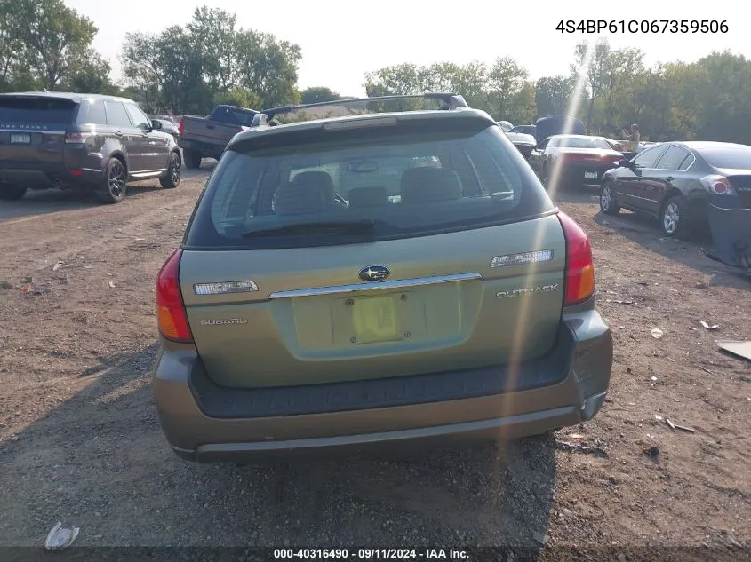 2006 Subaru Outback 2.5I VIN: 4S4BP61C067359506 Lot: 40316490