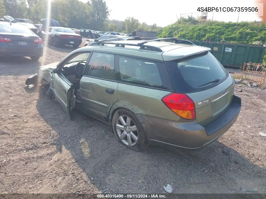 2006 Subaru Outback 2.5I VIN: 4S4BP61C067359506 Lot: 40316490