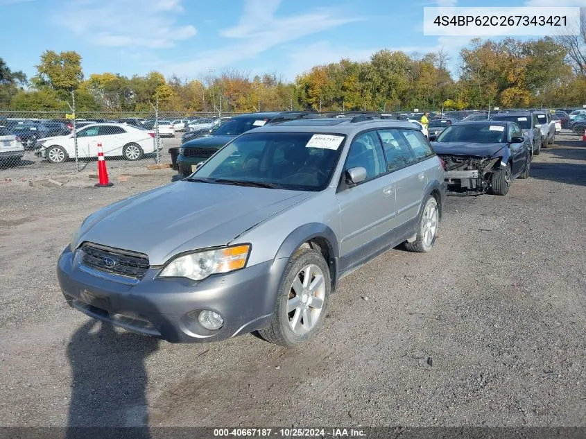 2006 Subaru Outback 2.5I Limited VIN: 4S4BP62C267343421 Lot: 40667187