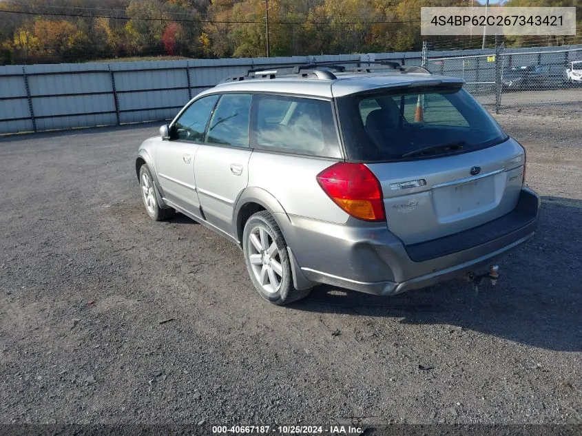 2006 Subaru Outback 2.5I Limited VIN: 4S4BP62C267343421 Lot: 40667187