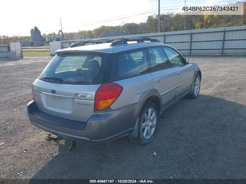 2006 Subaru Outback 2.5I Limited VIN: 4S4BP62C267343421 Lot: 40667187