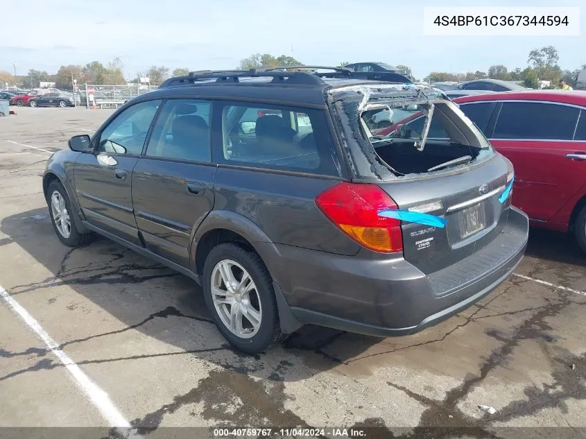 2006 Subaru Outback 2.5I VIN: 4S4BP61C367344594 Lot: 40759767