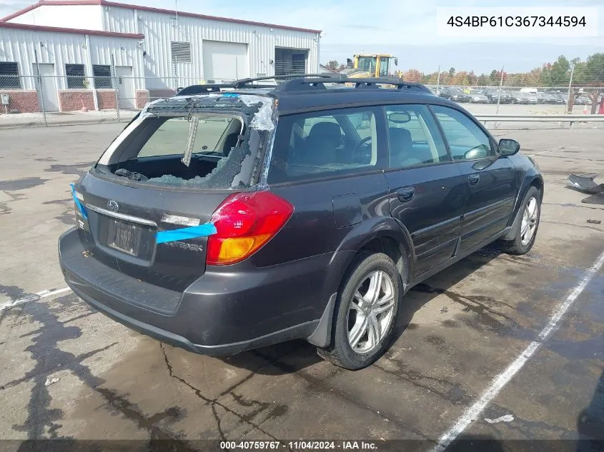 2006 Subaru Outback 2.5I VIN: 4S4BP61C367344594 Lot: 40759767