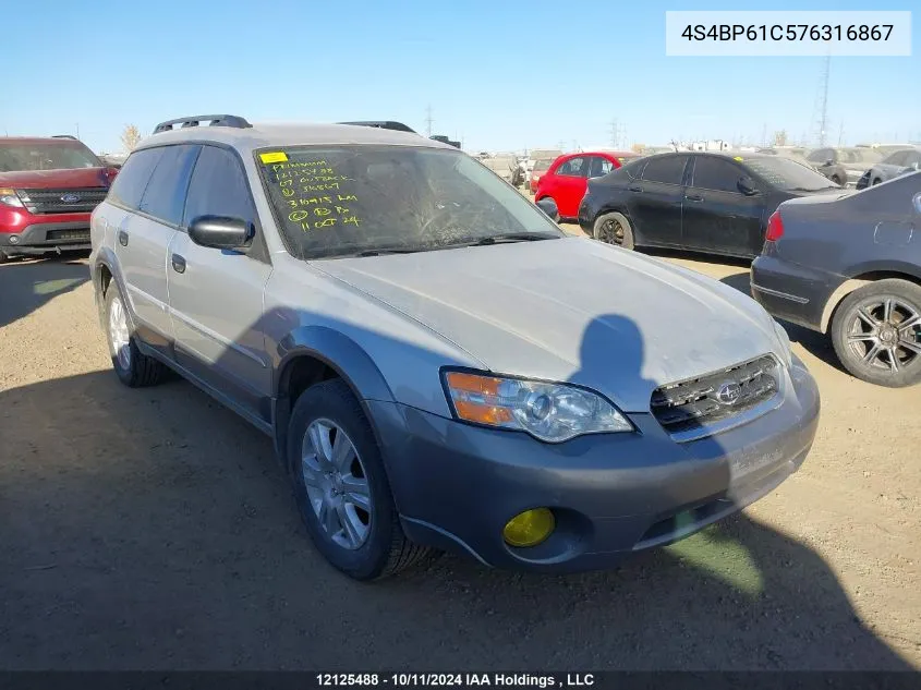 2007 Subaru Outback VIN: 4S4BP61C576316867 Lot: 12125488