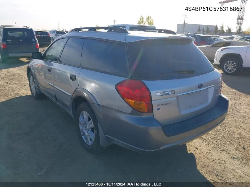 2007 Subaru Outback VIN: 4S4BP61C576316867 Lot: 12125488