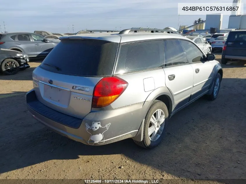 2007 Subaru Outback VIN: 4S4BP61C576316867 Lot: 12125488