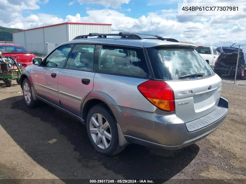 2007 Subaru Outback 2.5I VIN: 4S4BP61CX77307981 Lot: 39517249