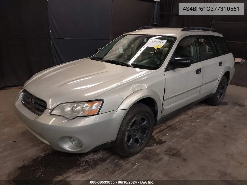 2007 Subaru Outback 2.5I Basic VIN: 4S4BP61C377310561 Lot: 39599035