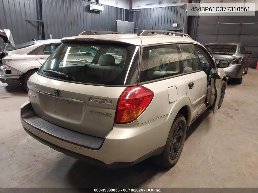 2007 Subaru Outback 2.5I Basic VIN: 4S4BP61C377310561 Lot: 39599035