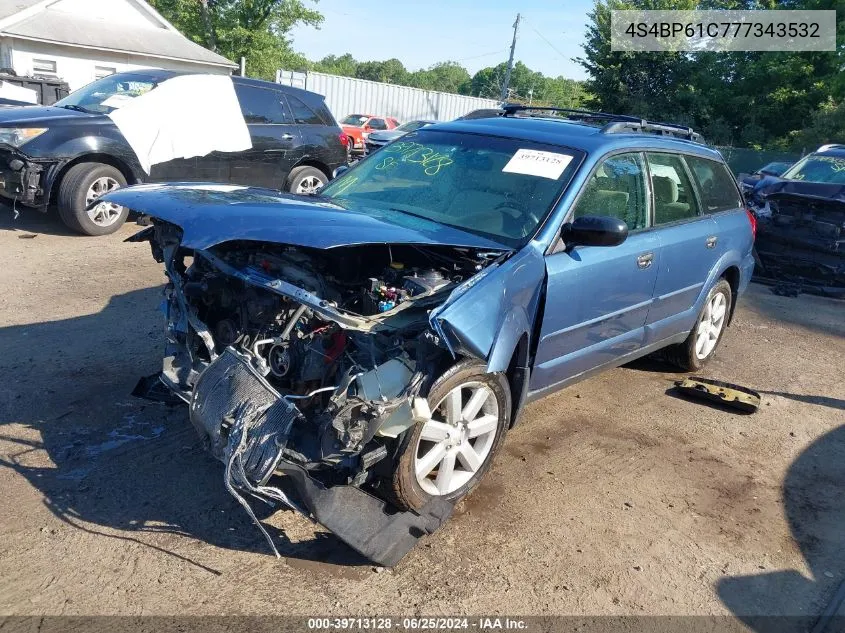 2007 Subaru Outback 2.5I/2.5I Basic/2.5I L.l. Bean Edition VIN: 4S4BP61C777343532 Lot: 39713128