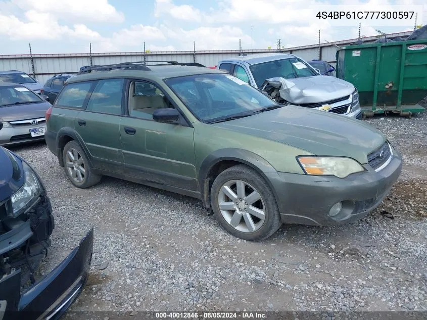 2007 Subaru Outback 2.5I VIN: 4S4BP61C777300597 Lot: 40012846