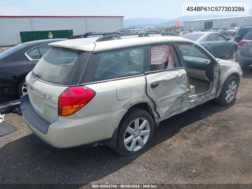 2007 Subaru Outback 2.5I VIN: 4S4BP61C577303286 Lot: 40052784