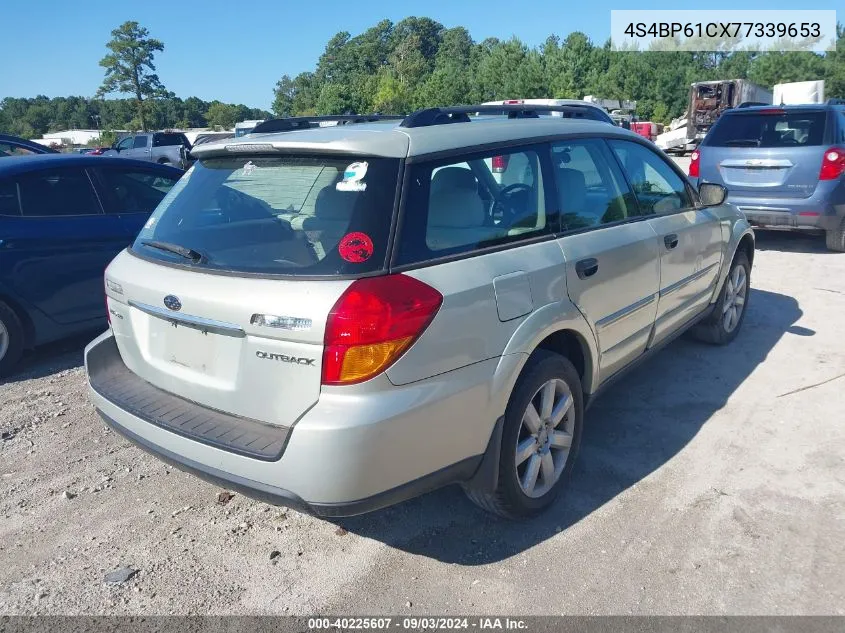 2007 Subaru Outback 2.5I VIN: 4S4BP61CX77339653 Lot: 40225607