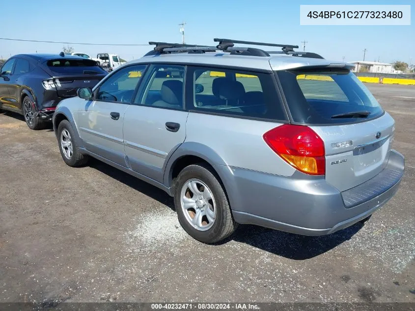 2007 Subaru Outback 2.5I Basic VIN: 4S4BP61C277323480 Lot: 40232471